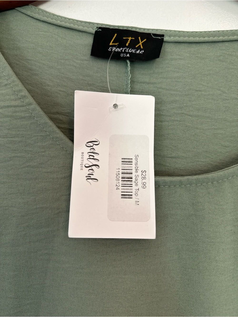 Olive Green Short Sleeve Women's Top - Picture 2 of 4